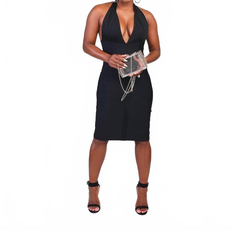 NEW SHOP 17 sleeveless midi dress in black